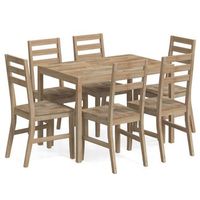set de comedor 7 piezas madera maciza de acacia vidaxl