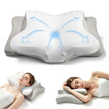 Almohada Cervical De Seda Helada Con Forma De Mariposa, Funda Refrescante Y Soporte De Rebote Lento.