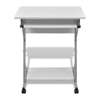 Escritorio - Mesa De Ordenador Compacto De Ordenador Con Bandeja De Teclado Blanco