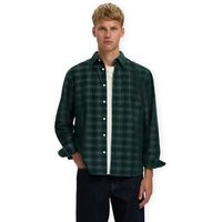selected camisa manga larga regclaus cord shirt - pine groveegret para hombre