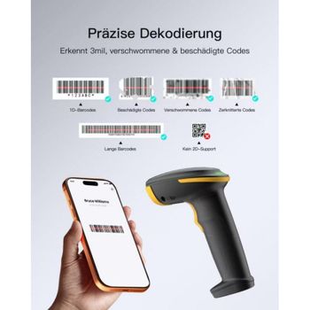 Escáner de códigos de barras Inateck N6043 Bluetooth USB 100 m 2600 mAh