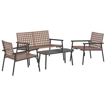 Conjunto De Comedor De Jardín 4 Piezas | Mueble De Jardín Marrón Ratán Sintético