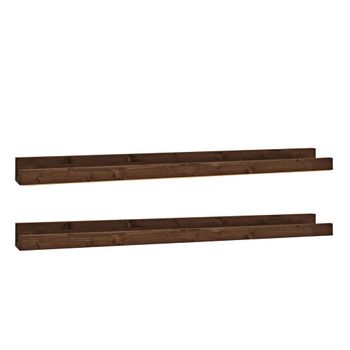 Pack 2 estantes de madera maciza flotante tono nogal 100x7cm
