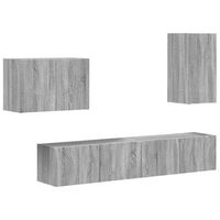 conjunto de mueble para tv de pared 4 uds  mueble de salon  gabinete de tv gris sonoma