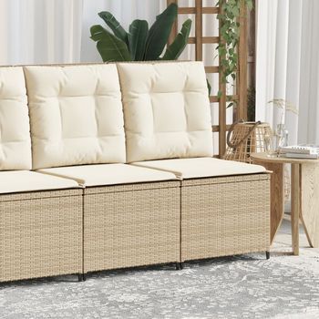 Sillón Reclinable De Jardín | Silla De Exterior Con Cojines Ratán Sintético Beige Cfw247384