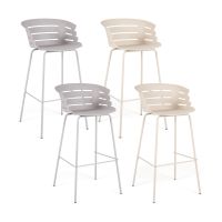 costway juego de 4 sillas de bar de comedor de pp con estructura metalica resistente capacidad 150 kg por silla 48 x 49 x 98 cm gris beige
