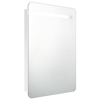 Mueble De Baño | Armario De Baño Con Espejo Led Blanco Brillante 60x11x80 Cm
