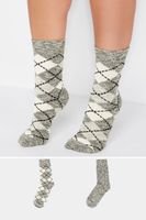 juego 2 pares de calcetines grises con rombos