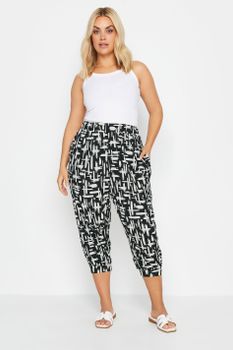 Yours Bombachos Capri Blancos Y Negros Rayas Cruzadas, Mujer Curvy Y Tallas Grandes, Yours