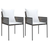 pack 2 uds sillas jardin  silla de exterior  sillon y cojines ratan sintetico marron 54x61x83cm