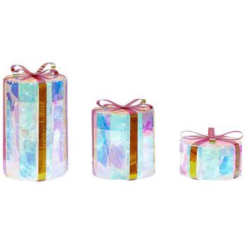 Conjunto De Decoraciones Led De Interior Exterior Navidad Accesorio 3 Regalos Luces Iluminación Metal Multicolor Grimsey