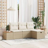 juego de sofas de jardin de 4 piezas con cojines beige ratan poliester v8215 unico  beige