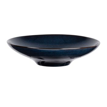 Plato hondo de gres azul