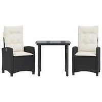 conjunto comedor jardin 3 uds  mueble jardin mesa y sillas con cojines ratan sintetico negro