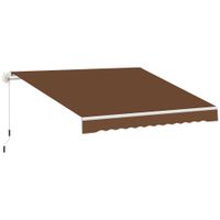 outsunny toldo de pared toldo retractil con brazo articulado y manivela marco de aluminio y cubierta de poliester 295x245 cm cafe   aosom espana
