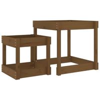 mesas de arena 2 uds madera maciza de pino marron miel