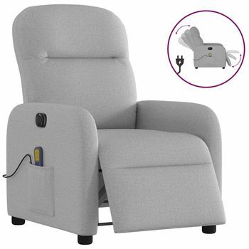 Sillón Reclinable De Masaje Eléctrico Tela Gris Nube Vidaxl