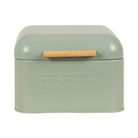 panera de acero verde con asa de bambu