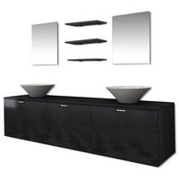 conjunto de 8 uds muebles de bano  armario de bano y lavabo negro