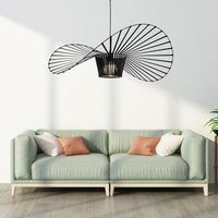 lampara colgante moderna estilo sombrero e27 negra o 60cm max 40w sin bombilla zmh