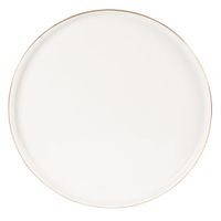plato llano de porcelana blanca y dorada