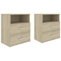 pack 2 uds mesitas de noche  mesa auxiliar  mesilla roble sonoma 50x32x60 cm