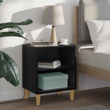 Mesita De Noche 2 Uds - Mueble Para Dormitorio - Madera De Ingeniería - Roble Negro (40x30x50cm)