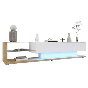 Mueble Tv Blanco Brillante De 170 Cm Con Iluminación Led Regulable