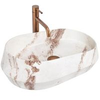 lavabo sobre encimera rea travo ovalado asimetrico beige stone imitation 59 x 38 x 17 cm