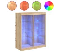 vidaxl aparador con luces led roble sonoma 81x37x100 cm