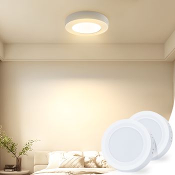 Aigostar Lámpara de Techo LED 6W 600LM Plafón LED Techo luz blanco calida 3000K para Cocina Sala de Estar Dormitorio Pasillo 123 * 35Hmm, 2 piezas