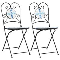 pack 2 uds sillas de bistro plegables ceramica azul y blanco