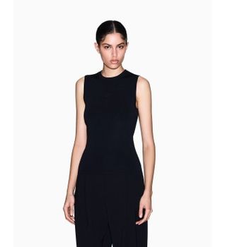 A|X Armani Exchange para mujer. XW001448AF10352UC001 Top Fusion negro (L), Casual, Viscosa, Sin mangas / Tirantes