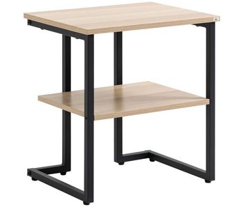 Homcom mesa auxiliar de 2 estantes mesita de salón para dormitorio estudio oficina estilo moderno 45x35x48 cm natural