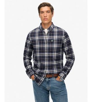 Superdry para hombre. M4011047A Camisa Lumberjack azul (M), Casual, Algodón, Manga larga