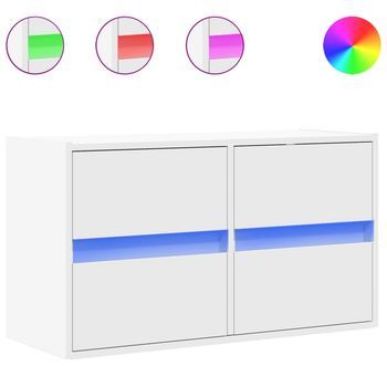 Mueble De Tv De Pared Con Luces Led Blanco 80x31x45 Cm Vidaxl