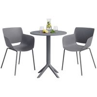 set de muebles de jardin siora con 2 sillas para balcon y terraza plastico gris oscuro 60x168x80 cm clp