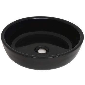Lavabo Redondo De Cerámica Negro 42x12 Cm Vidaxl