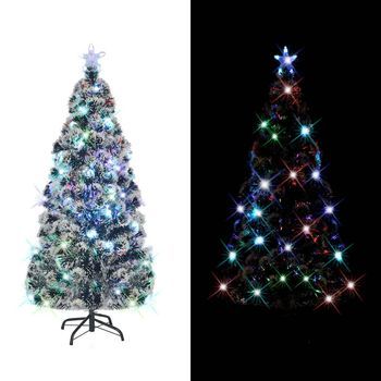 Árbol De Navidad | Decoraciones De Navidad Preiluminado Con Soporte Y Led Fibra Óptica 210 Cm
