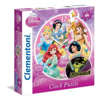 Puzzle Reloj Princesas Disney 96pz Fluorescente