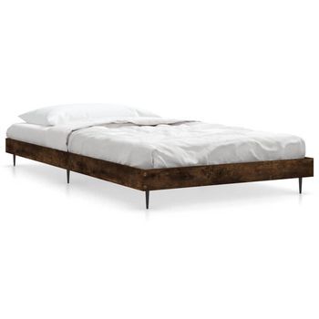 Estructura De Cama Madera Contrachapada Roble Humo 100x200 Cm