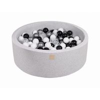 meowbaby piscina de bolas round seca para ninos gris claro  blanconegrotransparenteplata 200 pcs 90x30cm