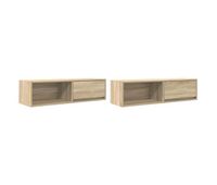 muebles de tv - mesas de tv 2uds roble sonoma 100x31x255cm madera ingenieria
