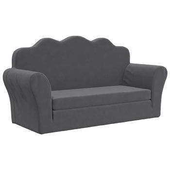 Sofá Cama | Sofá Convertible De Niños 2 Plazas Felpa Suave Gris Antracita