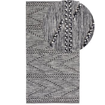 Alfombra Negra Con Blanco Con Patrón Geométrico 80 X 150 Cm Termal