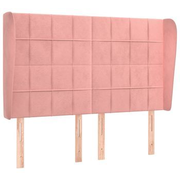 Cabecero Con Orejas De Terciopelo Rosa 147x23x118/128 Cm
