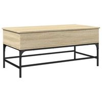 mesa de centro 100x50x45 cm madera y metal trabajados - marron