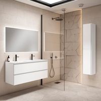 mueble coral 120 cm 2s blanco mate pack mueble  lavabo