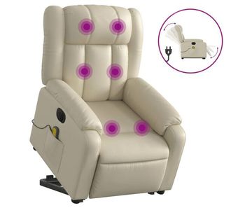 Vidaxl sillón de masaje elevable eléctrico cuero sintético crema