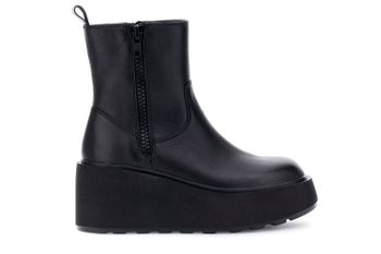 botines de piel con cremallera black